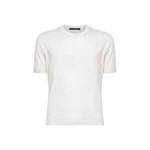 Tagliatore Men White Silk Knit Crewneck T-Shirt